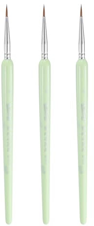 sourcing map 3pcs Detail Paint Brushes 10mm Pointed Tip Nylon Hair Miniature Painting Brush for Watercolor Oil Acrylic Painting(1#), Green