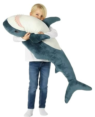 AURWEL XXL Hai Kuscheltier 100cm, Weiches Hai Spielzeug & Plüschtier, Großes Stofftier für Kinderzimmer-Deko, Einfach zu Reinigen Familie, Freunde und Tierliebhaber