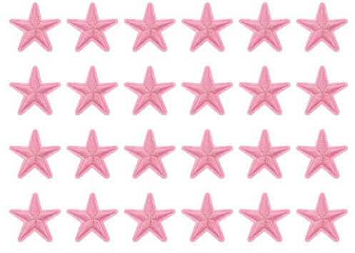 sourcing map 24 Pcs 5Star Patches Iron on Patches, Pink Sew Embroidered Patches Appliques Embellishments 1.5IN Repair Patch for DIY Garment Craft Backpack Clothes Gift Decorations