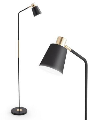 INMOZATA Modern Floor Lamp, Retro Arch Standing Lamp with Remote Control, Adjustable Head Reading Lamp for Living Room, Bedroom, E27 Socket(Black)