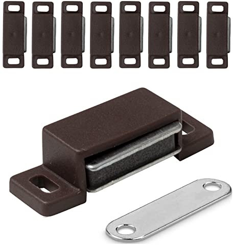 IPEA Cierres magnéticos para muebles, puertas, armarios, cajones – 10 unidades – marrón – Cierre magnético con imán para puertas y armarios – Bisagra magnética – Cierre magnético para cocina y hogar