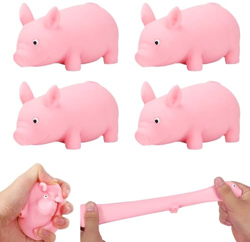 Stress Schwein Stress Spielzeug,4 Stück Anti Stress Schwein,Squishy Squeeze Spielzeug,Kreatives Dekompressions Piggy,Antistress Spielzeug,Squeeze Toys,für Erwachsene und Kinder
