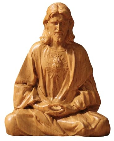 Wswqop Sacred Heart of Jesus Statue Christliches Kunstwerk Skulptur Figur Katholische Dekoration aus Harz für Geschenk Wohnzimmer Schlafzimmer Büro, 15 cm
