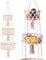 YANGUN Cesta de Frutas Colgante de 3 Niveles, Frutero Colgante, Cesta Colgante de Frutas, Cesta de Pared Bohemia, Colgante pared Blanco Adecuado para Cocina, Salón, Cuarto de Baño