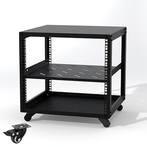 Nordivo HiFi Rack Aus Stahl,HiFi Möbel,HiFi Schrank,Plattenspieler Schrank,Komponenten-Aufbewahrungsregal,Medienschrank Mit 360-Grad-Schwenkrädern,Verstellbare Regale,Gaming-Tv-Ständer(H73.5cm/29in)