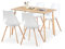 LafeuR Esszimmergruppe Esstisch mit 4 Stühle Essgruppe, 110cm Rechteckig Küchentisch und 4er Set Esszimmerstühle für Küche Esszimmer Wohnzimmer (Eiche Tisch+4 Weiß Stühlen)