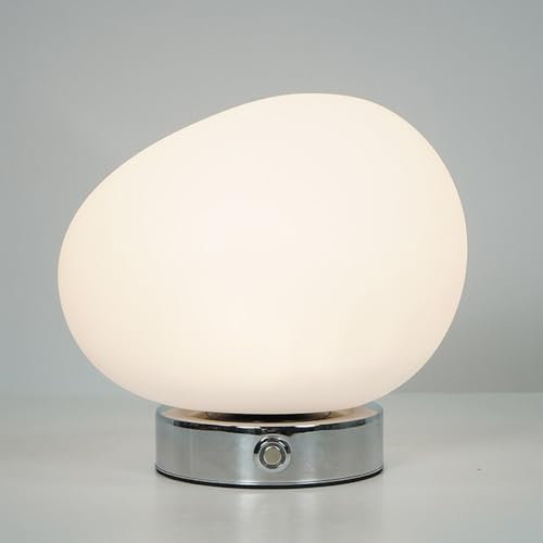 shower head Rechargeable Cordless Table Lamp Chrome LED Desk Lamp Battery Operated Night Light, White Pebbles Bedside Lamps for Dining Room, Bedroom, Living Room, Camping, Party, Bar shower head