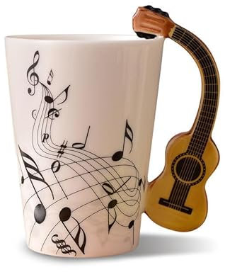 Ceramic Music Note Mug with Guitar Handle – 350ml Capacity – Perfect for Music Lovers and Coffee Enthusiasts