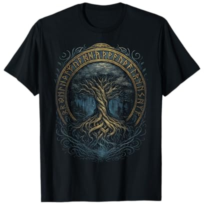 Yggdrasil Baum des Lebens Runen Mythologie Walhalla Wikinger T-Shirt