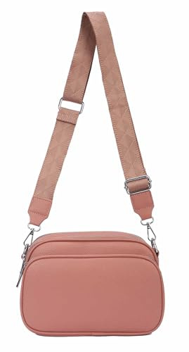 Damen Tasche Crossbody Hüfttasche Bauchtasche Umhängetasche Bodybag Schultertasche Handytasche Gürteltasche Metallic Handtasche Reise Kunst-Leder Altrosa