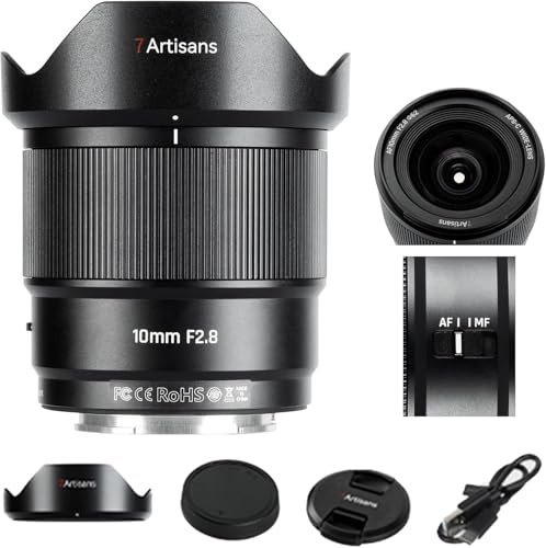 7artisans AF 10mm F2.8 Monture E Autofokus Kameraobjektiv, 105.3°, 232 g, APS-C AF/MF Objektiv mit festem Ultra Großen Winkel für Sony E Monture Alpha a7 a7II a7III a7R a7RII a7RIII a7RIV a7S a7SII