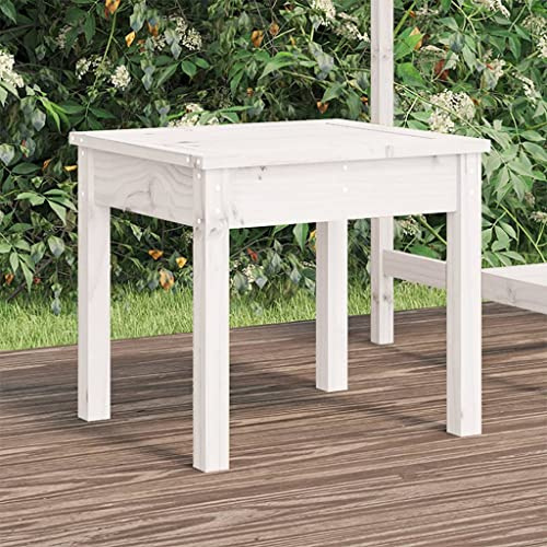 Bucmath Gartenbank Weiß 50x44x45 cm, Massivholz Kiefer, robuste Outdoor Sitzbank für Garten, Terrasse, Balkon, wetterfest, langlebig