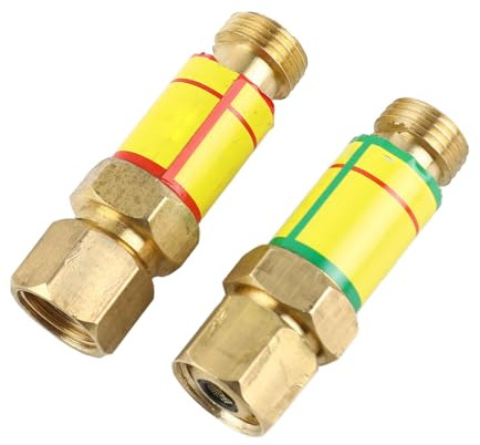 Taidda Clapet Anti-retour D'oxygène Acétylène Anti-retour de Flamme pour équipement de Soudage * 1,5 HF2, Construction en Laiton Robuste pour un Usage Professionnel