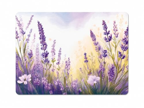 Blumiges Platzset mit Korkunterseite – 40 x 30 cm, 1x Lavendel-Wiese | langlebende Alternative zu Tischdecken – Schützt den Esstisch vor Kratzern – Pflegeleichter Eyecatcher – Seaside No.64