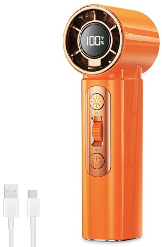 Nexpho Ventilatore Portatile a Mano 3000mAh, Mini Ventilatore USB Ricaricabile con 100 Velocità, Luce LED Integrata, Ventilatore Compatto per Estate, Viaggio, Outdoor e Uso Quotidiano