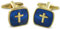 TEROON Manschettenknöpfe Kreuz-Motiv Blaue Emaille vergoldet