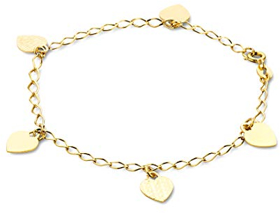 OROVI Armband - Armreif Damen Gelbgold 14 Karat / 585 Gold Kette mit Herz 19 cm