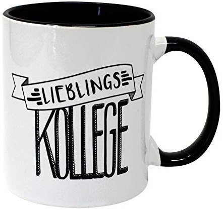 Close Up Lieblingskollege Tasse - weißer Kaffeebecher aus Keramik, Henkel und Innenseite schwarz - Geschenk für Kollegen & Mitarbeiter | Premium Becher