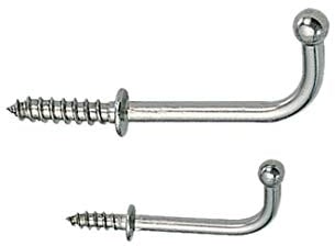 Yacht Steel Edelstahl Schraub-Haken mit Beffe, 44mm, Edelstahl / A2