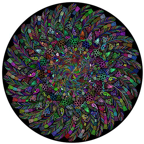 Bgraamiens Puzzle-The Indian Feather-1000 Pieces Round Puzzle Color Challenge Jigsaw Puzzles for Adults