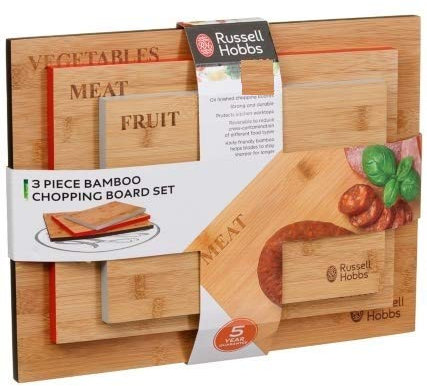 New Durable and Strong Bamboo Chopping Board Set 3pk - Light Grey, Dark Grey, White Perfect for Your Kitchen