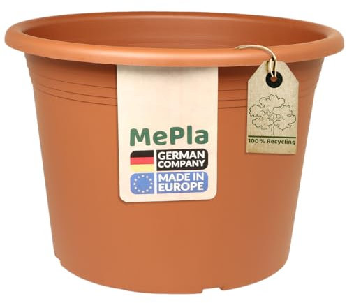 MePla Blumentopf Cilindro - runder Pflanzkübel - wetterfestes Pflanzgefäß - UV-beständiger Blumenkübel - Pflanzentopf - Kübel - Ø 70 - Terracotta