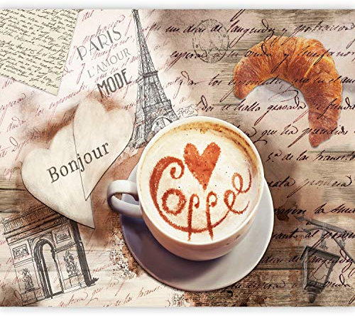 murando Fototapete selbstklebend Küche Kaffee 98x70cm Foto Tapete Tapetenfolie Möbelfolie Wandverkleidung Wandtapete Motivtapeten Bildtapete Wohnzimmer Schlafzimmer 3d Effekt Vintage Paris Holzoptik