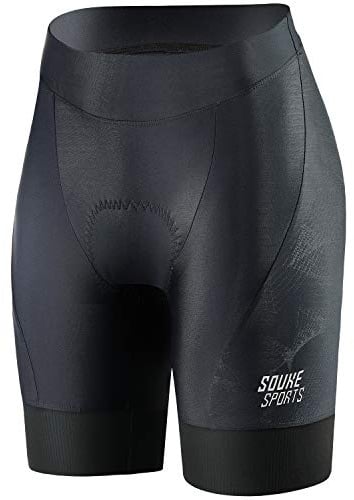 Souke Sports Radlerhose Damen Fahrradhose Gepolstert Schnelltrockende Radhose Kurz mit Atmungsaktive 4D Gel Sitzpolster