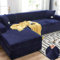 LINGKY Velvet Plüsch Schonbezug Sofa, rutschfeste Stretch Sofabezug Schonbezug Soft Thick Sofa Protector Für L-förmige Schnittcouch (Navy blau,3 Seater(190-230cm))
