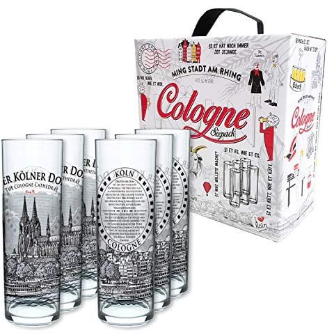 3forCologne Kölschglas 6er Pack bunt 0,2ml, Kölner Stangen mit Grundgesetz, Biergläser Gläser Trinkgläser mit Aufdruck. (MADE IN GERMANY), Größe:250 EU
