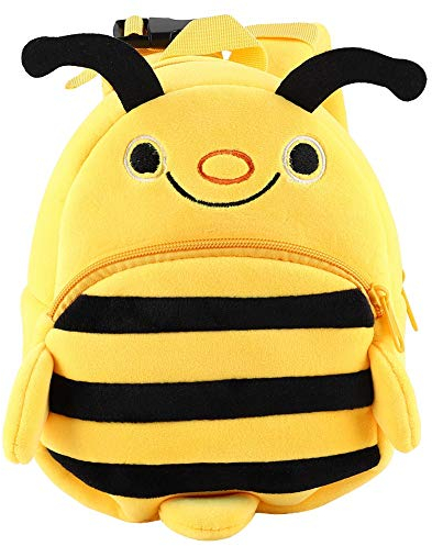 GOTOTOP Kinderrucksack, Biene Cartoon, Gelb, 25 * 23 * 4 cm, Vorschule Kindergarten, Plüsch, Oxford, Wasserfest, Rucksack