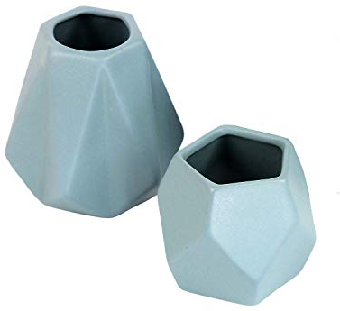 Set Di 3 Vasi Decorativi Dal Design Purista - Decorazione Da Tavolo Moderna Per La Casa - Accessori Geometrici In Ceramica Per La Casa - Decorazione Idea Regalo Natale (Blu Set di 2)