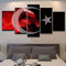 QZGRQ Artwork Poster Canvas Modernes Bild für Schlafzimmer Modular 5 Stück Flagge der Türkei Wohnzimmer Wandmalerei Home Decor