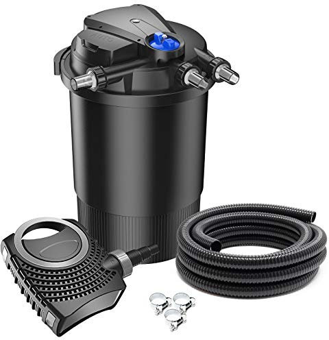 SunSun Kit complet: CPA-30000 Filtre de bassin à pression jusqu’à 60000 L avec 55 Watt lampe uv, NEO8000 SuperEco pompe 8000l/h 70W, 10m Tuyau 38 mm (1 1/2), collier de serrage W1 44-47mm