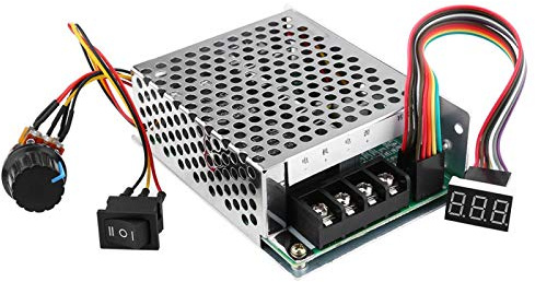 LANTRO JS PWM DC Contrôleur de vitesse de moteur DC 10 V-55 V/60 A avec interrupteur de frein avant/marche arrière, potentiomètre réglable et affichage LED
