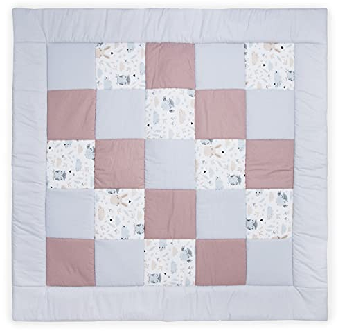 Amilian Baby Krabbeldecke Patchworkdecke als Geschenk Spieldecke Laufgittereinlage Decke Kuscheldecke Spielmatte Kinder Matte Baumwolle Erstausstattung Patchwork Krabbelmatte M101 125x125cm