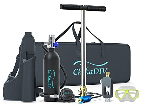 CHIKADIV Mini Bouteille de Plongee 15-20 Minutes Petite Bouteille d Oxygène Plongee Respirateur Oxygene Plongee sous Marine Equipement Bouteille d'eau Recycleur Plongée C5 Black