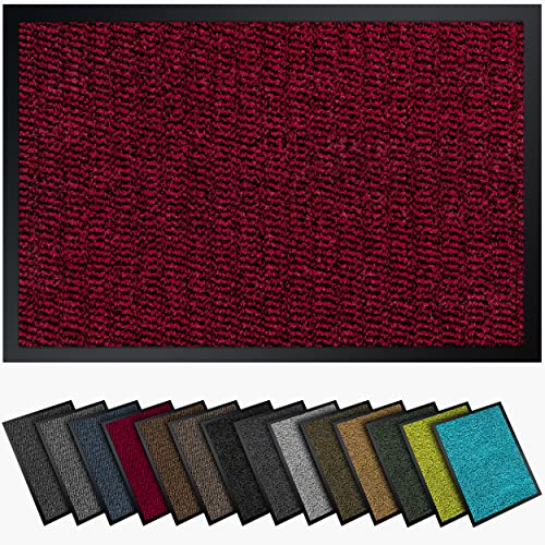 Gentle North Hochwertige Fußmatte rot schwarz 40x60cm groß für Innen & Außen - Schmutzfangmatte rutschfest, waschbar & wetterfest - Fussmatte für Eingangsbereich & Aussenbereich - Läufer Flur dünn