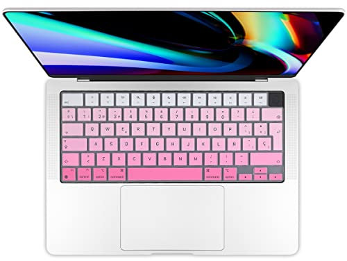 Funda para teclado de color degradado de versión española para MacBook Pro 2021 de 14 pulgadas, modelo A2442 y MacBook Pro 2021 de 16 pulgadas, modelo A2485 M1 ProMax Chip Soft Touch de silicona