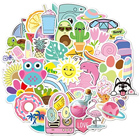 50 Stücke Graffiti Aufkleber Decals,Grosse Sticker,Süßer Aufkleber, Wasserdicht Vinyl Stickers Decals für Fahrrad Motorrad Graffiti Skateboard Laptop Computer Gepäck Jungen und Mädchen