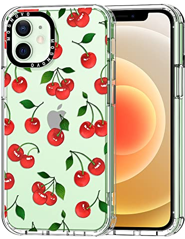 MOSNOVO für iPhone 12 / iPhone 12 Pro Hülle – Durchsichtige, schlanke, stoßfeste TPU+PC-Handyhülle, [6,6 Fuß Fallschutz/Anti-Abziehen] - Süße Kirsche