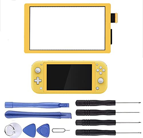 NB+ Écran tactile numériseur pour Nintendo Switch Lite 2019 - Pièces de rechange pour console de jeu Switch Lite avec kit d'outils de réparation non LCD (jaune)
