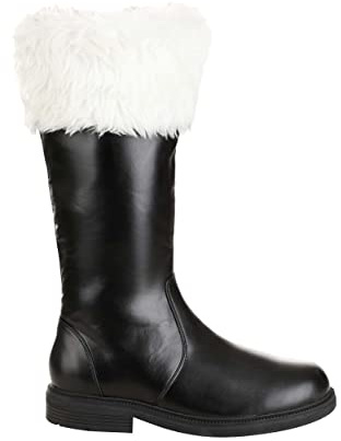 Fun Costumes Men's Santa Claus Costume Boots - Faux Leather Uppers, Zipper Closure, Faux Fur Cuff, Anti-Skid Sole, Foam Lining Size 12, Black