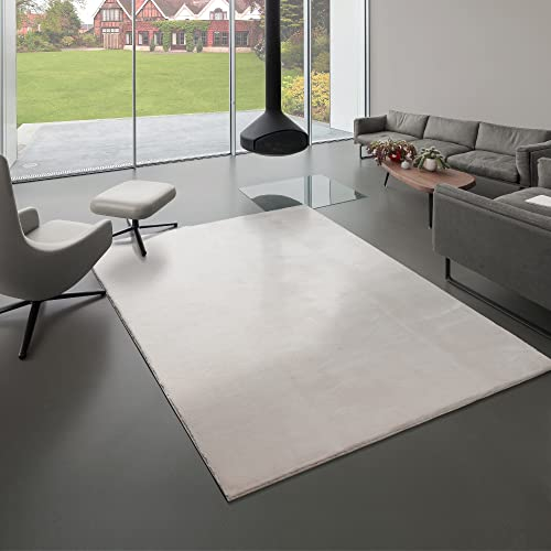 Mia´s Teppiche Bella Kuscheliger Hochflor Langflor Wohnzimmer Fellteppich, Super Soft, Kunstfell, Flauschig, Beige, 140 x 200 cm