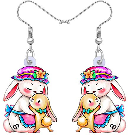 BAMAY Acryl niedlich Muttertag Ostern Tiere Kase Ohrringe Hängend Kaninchen Baumeln Geschenke für Damen Mädchen Mama Schmuck (Lila)