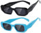 kimorn Rechteck Sonnenbrille für Frauen Männer Trendy Retro Trendy Sonnenbrille 90's Vintage Square Frame (Schwarz+Graue Linse mit blauem Rahmen)