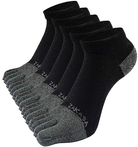 PUTUO Chaussettes à Doigts de Sport pour Homme: Chaussettes de Sport en Cotton à 5 Orteils pour Homme Courtes Socquettes de Sport Respirantes avec Cinq Doigt de Pied 5 Paires 43-46