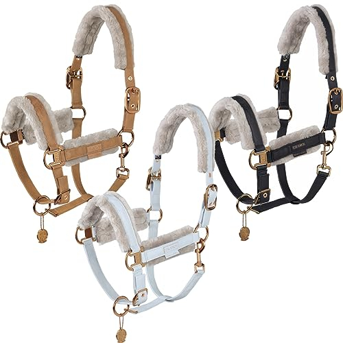 Eskadron Halfter METALLIC Faux Platinum23 Größe WB, Farbe Cognac