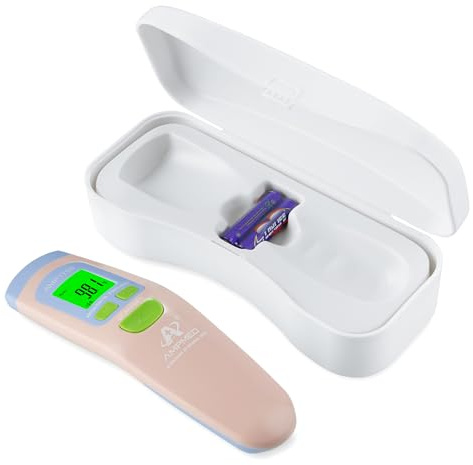 Amplim Medical Grade Non-Contact Forehead Thermometer, Pink