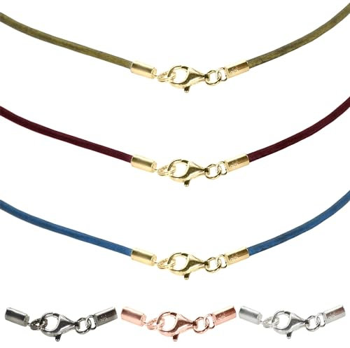 Ziegenleder - Halskette nach Maß viele Farben mit Edelmetall-Verschluss Gold Silber Roségold